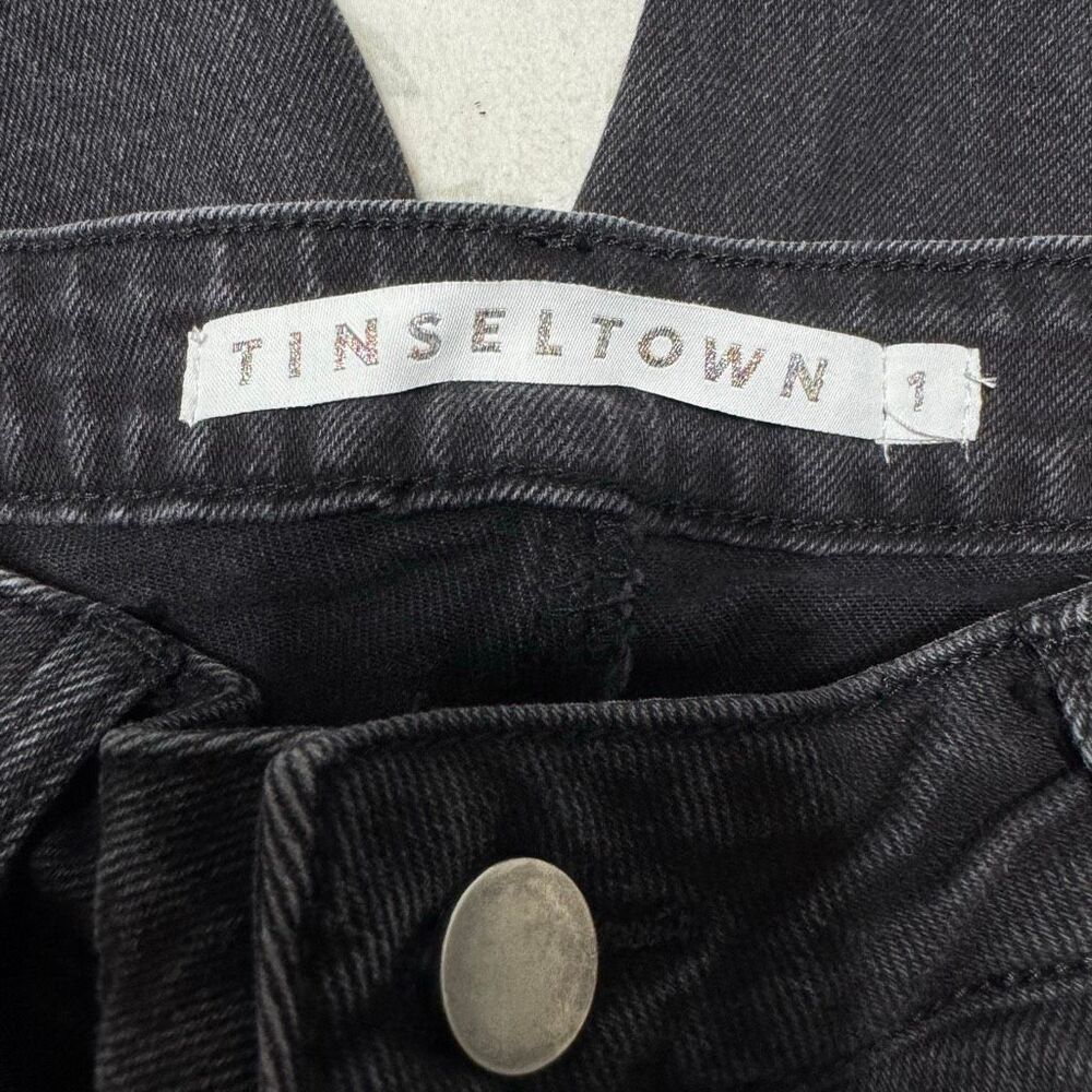 Tinseltown High Rise Pieced Flare Jeans Black 1 - Picture 5 of 6